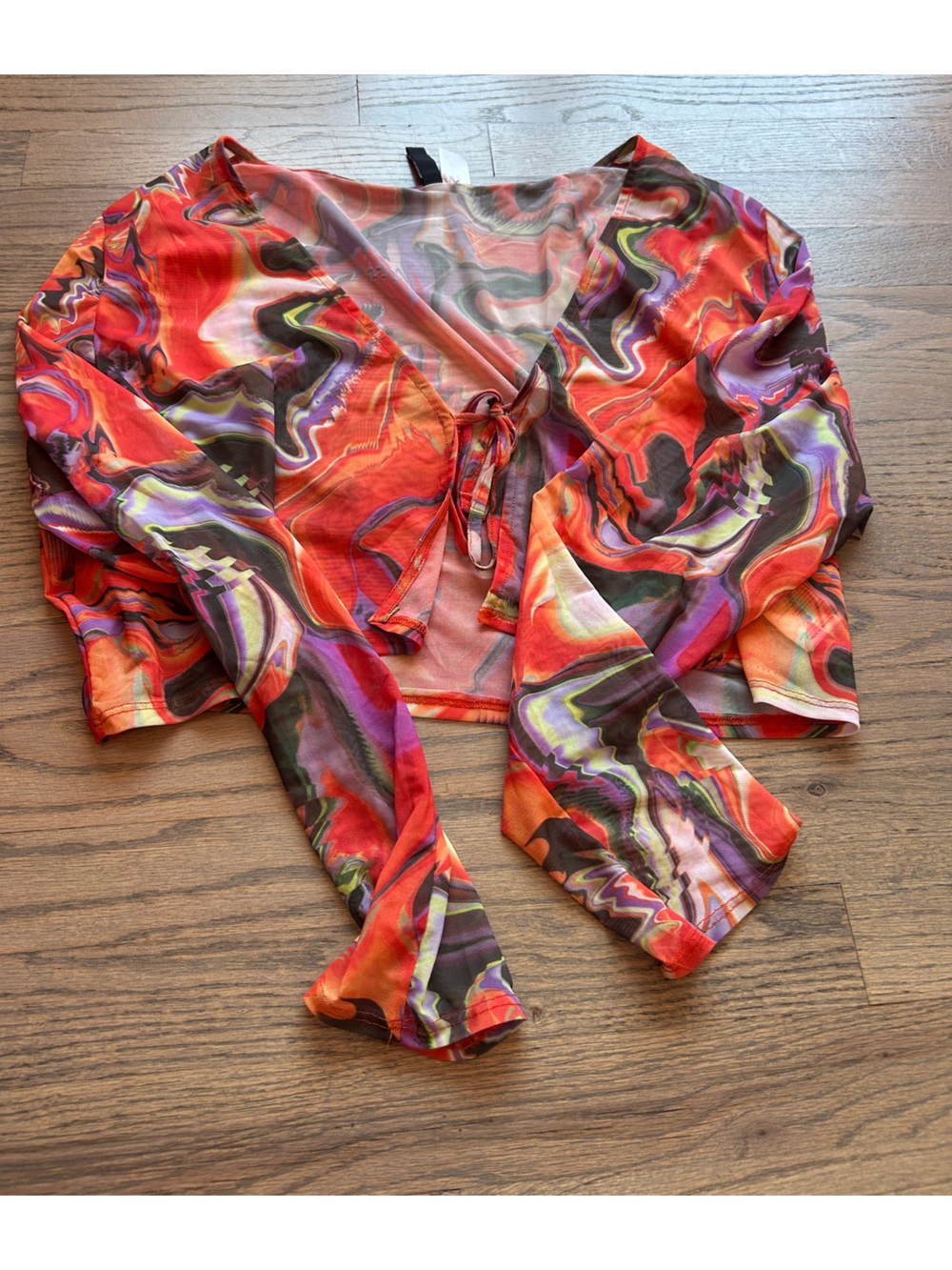HM Sheer Mesh Multicolor Crop Top - Vibrant Print